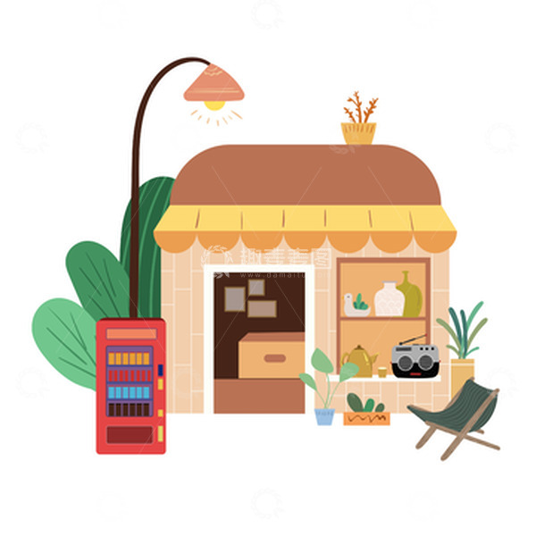 源文件下载【趣麦麦图】温馨暖色小卖部