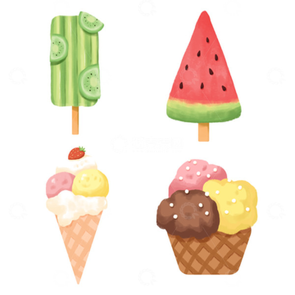 源文件下载【趣麦麦图】夏天冰淇淋卡通元素