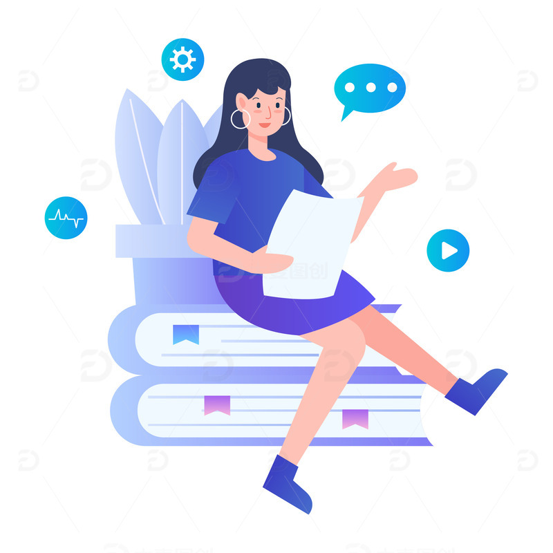 源文件下载【趣麦麦图】扁平紫色渐变商务职场办公人物