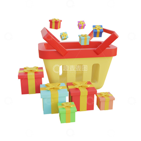 源文件下载【趣麦麦图】-618狂欢购物节购物车购物篮礼盒堆