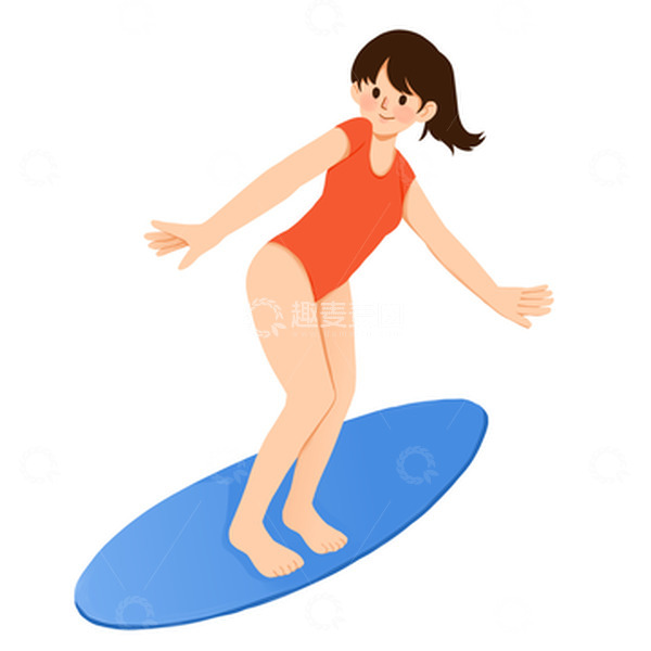 源文件下载【趣麦麦图】夏季夏至女孩冲浪滑板