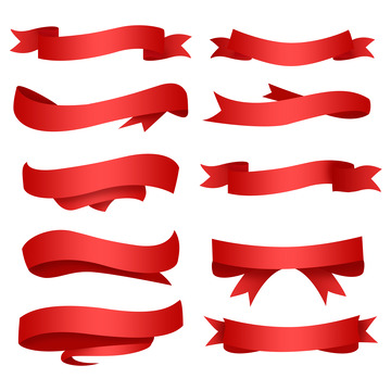 618红色渐变飘彩带丝带促销标签元素