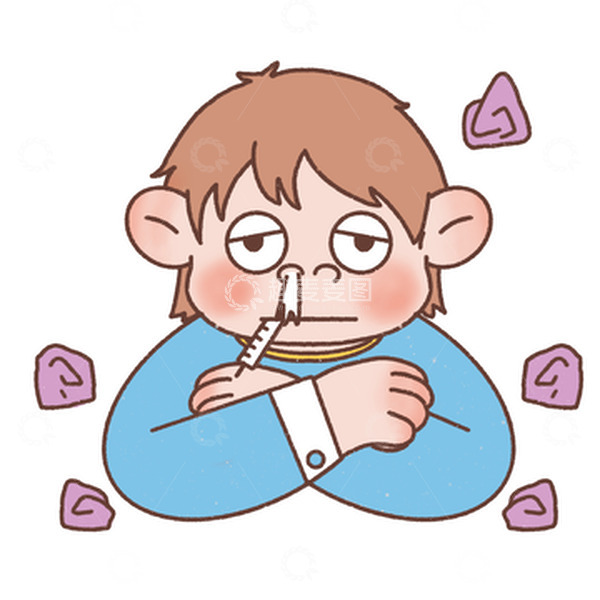 源文件下载【趣麦麦图】男孩过敏流鼻子插画