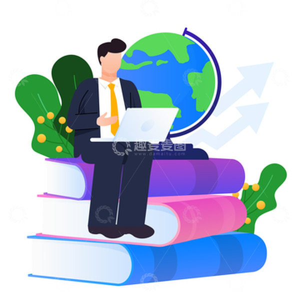 源文件下载【趣麦麦图】-扁平化商务人物电脑书籍装饰元素