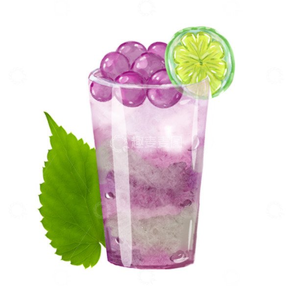 源文件下载【趣麦麦图】水果汁气泡水茶饮奶茶果茶饮料葡萄夏日春日