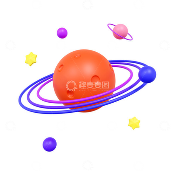 源文件下载【趣麦麦图】3D宇宙环形月球星球