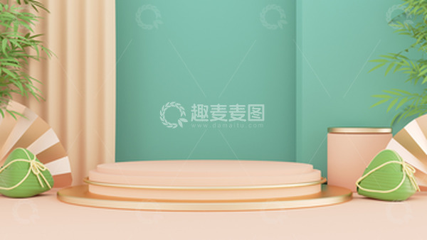 源文件下载【趣麦麦图】-端午节粽子C4D立体海报背景