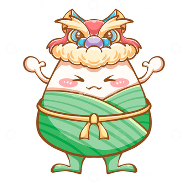 源文件下载【趣麦麦图】端午节粽子拟人舞狮帽子手绘装饰元素