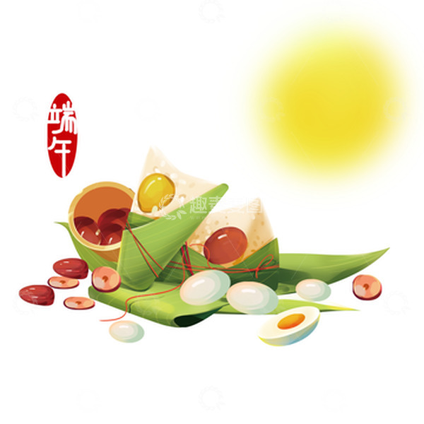源文件下载【趣麦麦图】端午节插画鸭蛋粽子元素