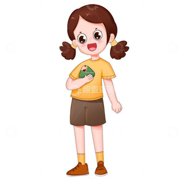 源文件下载【趣麦麦图】女孩开心吃粽子免抠元素