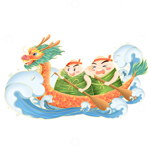 源文件下载【趣麦麦图】手绘端午节快乐划龙舟