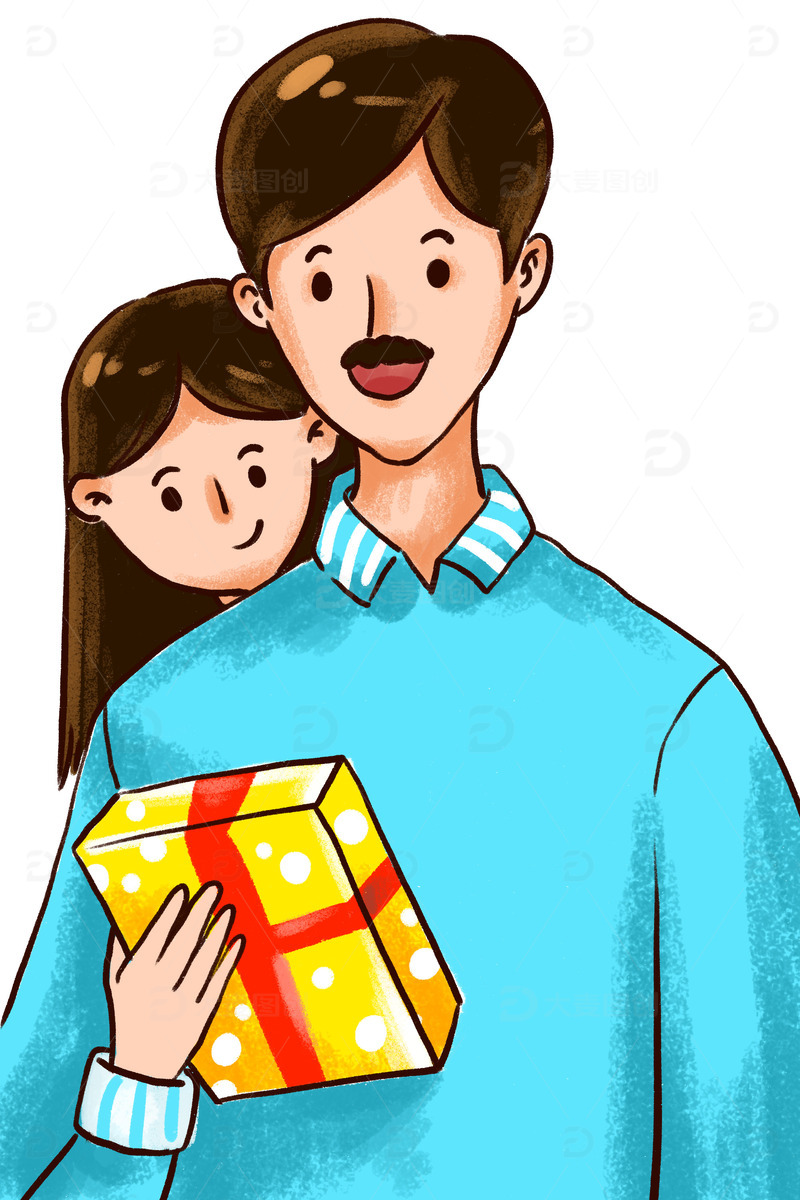 源文件下载【趣麦麦图】父亲节女儿给爸爸送礼物