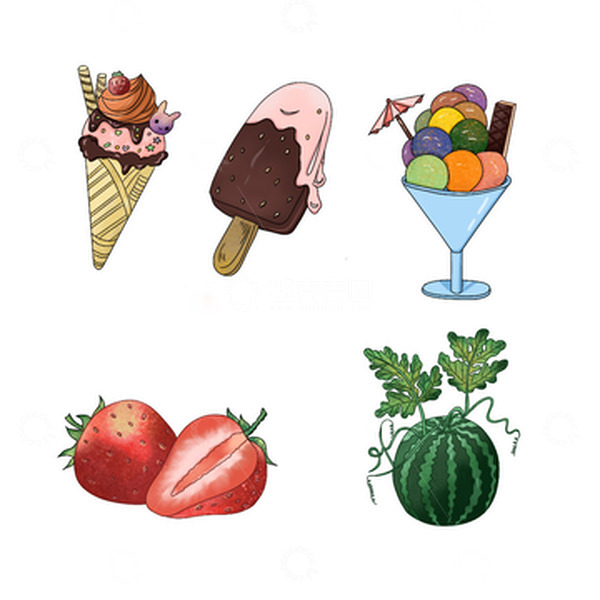 源文件下载【趣麦麦图】夏天水果 冷饮