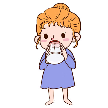 黄头发女孩喝牛奶