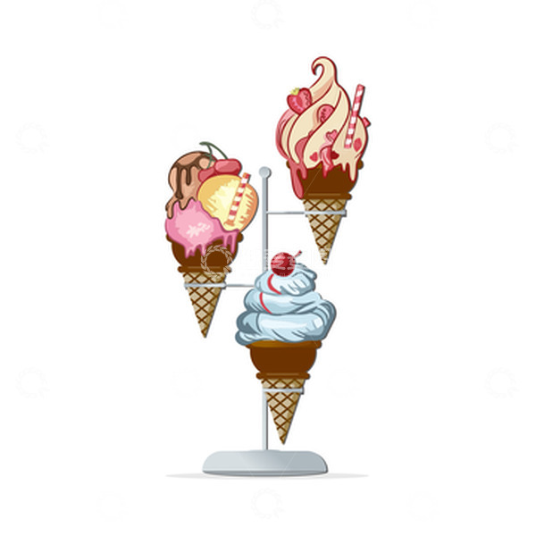 源文件下载【趣麦麦图】三只冰淇淋货架冰淇淋