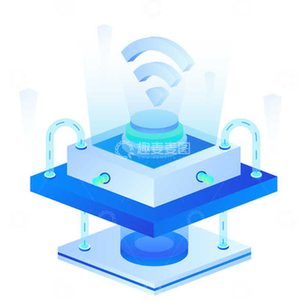 源文件下载【趣麦麦图】蓝色2.5D科技未来装饰管道底座元素