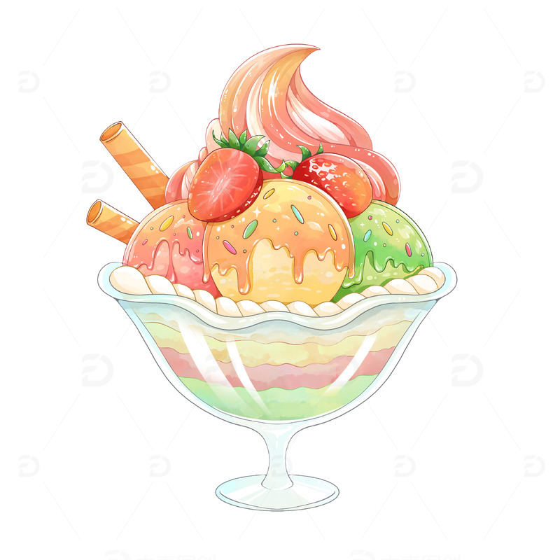源文件下载【趣麦麦图】夏天凉爽雪糕冰淇淋手绘元素
