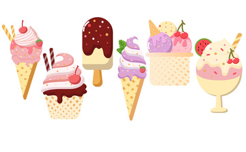 夏日炎炎美味卡通冰激淋插画贴纸