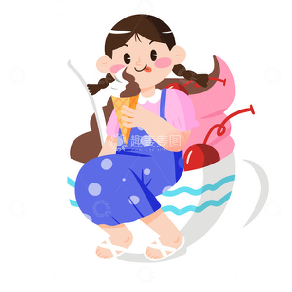 源文件下载【趣麦麦图】夏至女孩吃冰激凌
