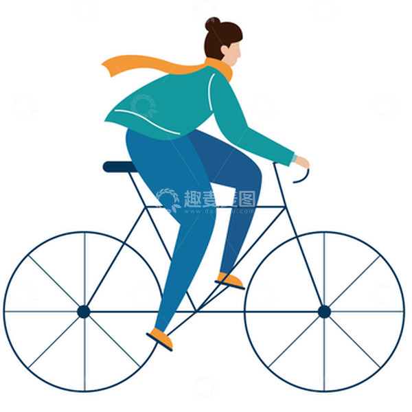 源文件下载【趣麦麦图】素材骑自行车的人