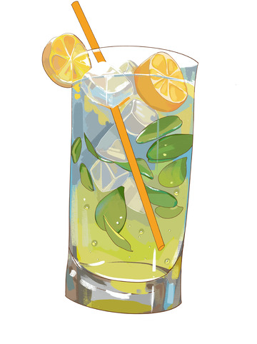 夏日冷饮手绘插画元素