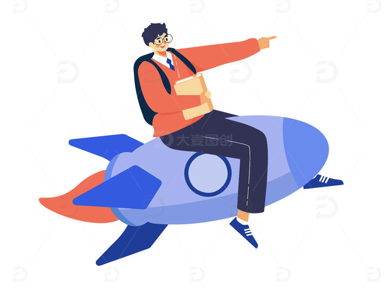 充满知识海洋的学习的小人物