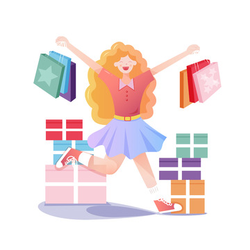 618购物人物插画矢量元素