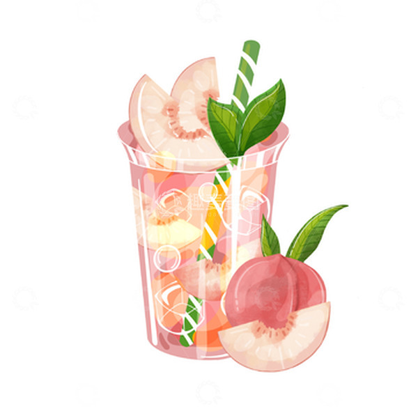 源文件下载【趣麦麦图】-夏季饮品桃子果茶