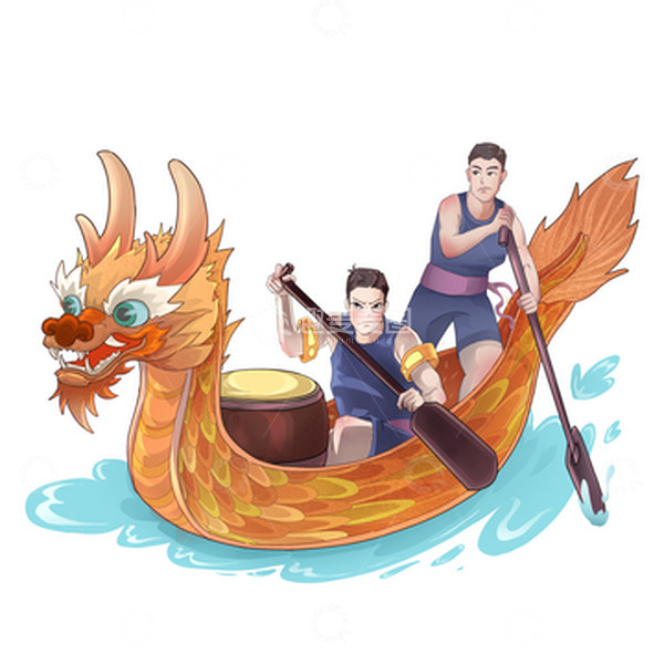 源文件下载【趣麦麦图】端午节划龙舟国潮风素材