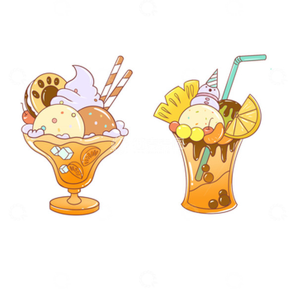 源文件下载【趣麦麦图】橙色冷饮冰激凌