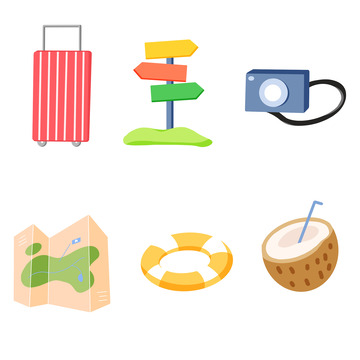 夏季旅游卡通标签贴纸