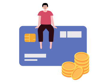 金融坐在财富上的人物金币