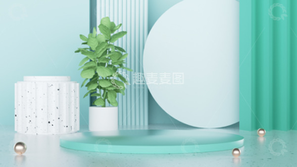 源文件下载【趣麦麦图】C4D清新夏至绿色展台海报背景