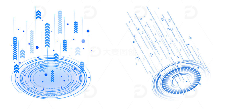 源文件下载【趣麦麦图】蓝色线条科技感圆圈装饰元素