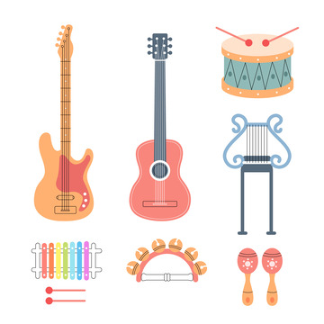 扁平简约音乐乐器元素