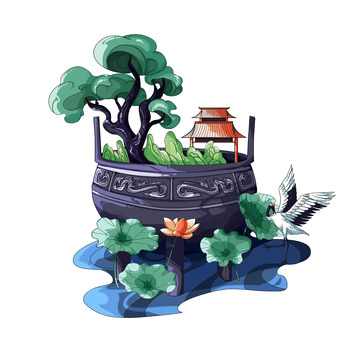 新国风文物鼎插画