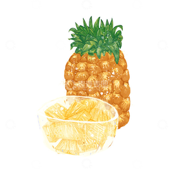 源文件下载【趣麦麦图】手绘水果凤梨