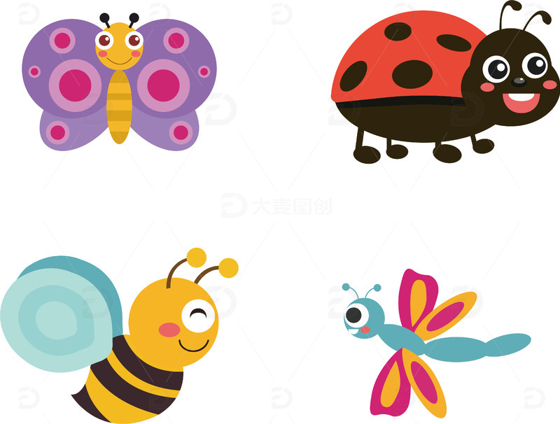 矢量昆虫卡通元素