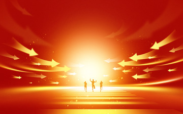 红金光效线条红色大气商务企业活动海报背景