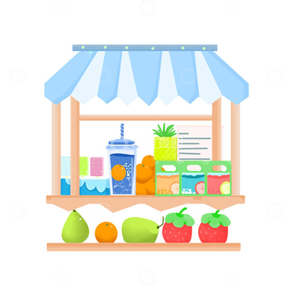 源文件下载【趣麦麦图】夏日清凉水果雪糕小卖部