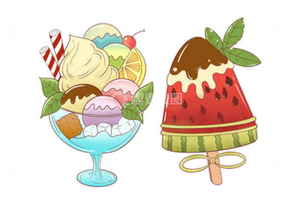 源文件下载【趣麦麦图】-夏日西瓜棒冰