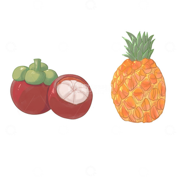 源文件下载【趣麦麦图】水果菠萝山竹