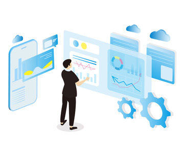 网络总结图表分析科技感蓝色企业商务云端