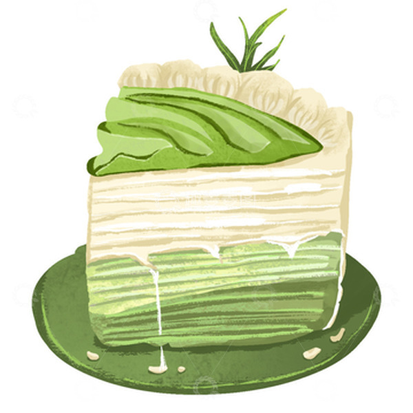 源文件下载【趣麦麦图】-抹茶蛋糕 蛋糕 甜点 插画 美食 下午茶