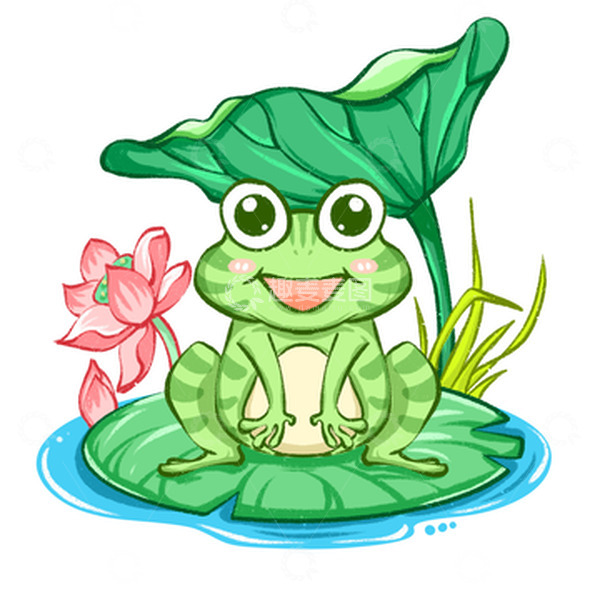 源文件下载【趣麦麦图】夏至荷塘青蛙手绘素材