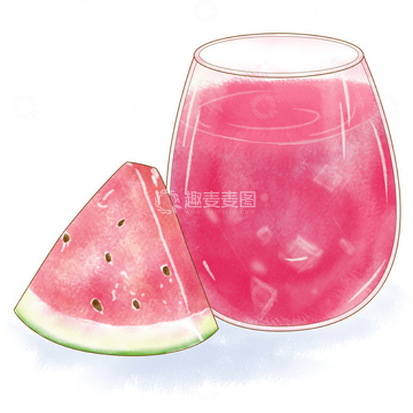 源文件下载【趣麦麦图】夏天冰饮西瓜汁手绘图