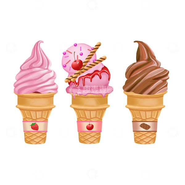 源文件下载【趣麦麦图】手绘可爱水果巧克力口味甜筒冰淇淋