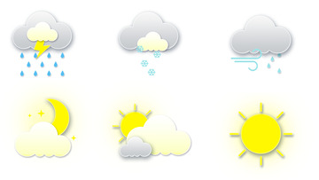 卡通气象天气符号扁平风icon小图标