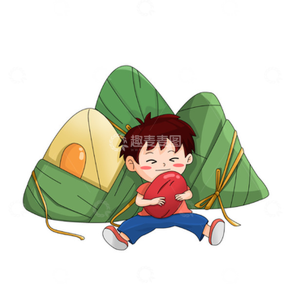 源文件下载【趣麦麦图】-端午节卡通咸甜粽子红枣儿童男孩