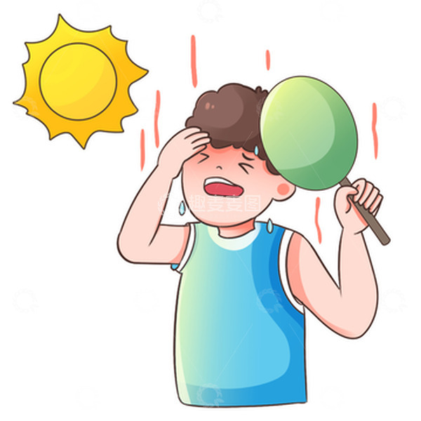 源文件下载【趣麦麦图】炎热的夏天热晕中暑男孩元素